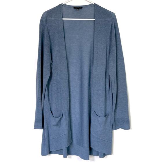 Eileen Fisher Lyocell Wool Open Front Cardigan Light Blue Size XL EUC - Picture 1 of 7